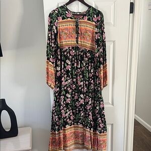 Floral Black and Orange Women's Dress